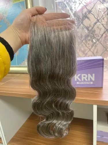 Vista 6 de KRN 5x5 HD Cierre de encaje, 0.1mm Ultra-delgado Invisible Cierre de encaje HD Pequeño Nudo Único Pre-arrancado con Cabello de Bebé 12A Grado