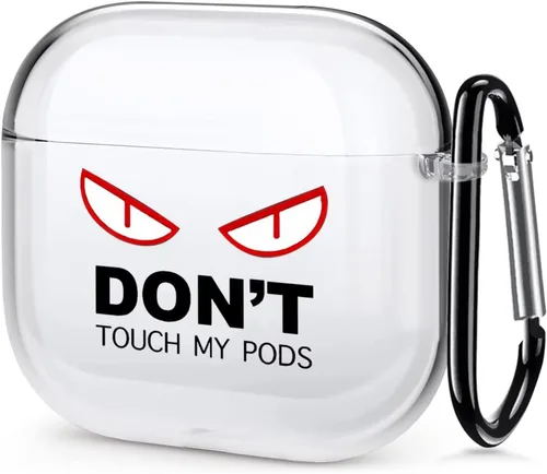 Vista 12 de Funda transparente para AirPod Pro 2019, Don't Touch My PODS, funda negra con llavero de ojos grandes, linda caricatura para AirPods Pro, funda