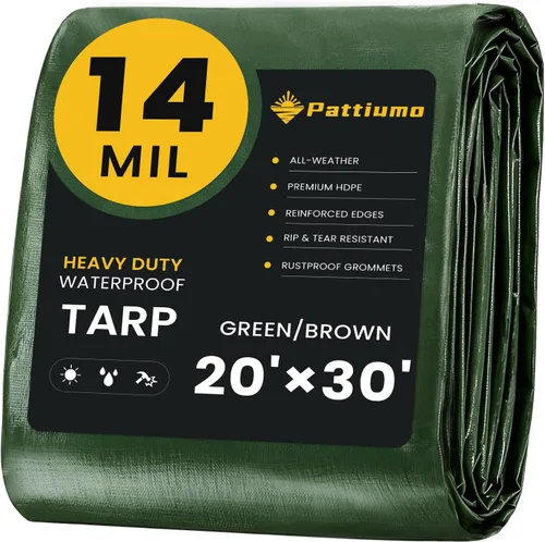 Vista 11 de Pattiumo Lona impermeable de 8 x 10 pies y 14 mil de lona resistente multiusos, cubierta protectora impermeable, resistente a los rayos UV, todo