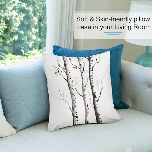 Vista 8 de Fundas de almohada decorativas de 12 x 12 pulgadas, funda de almohada corporal de abedul cuadrada para sofá, cama, sofá o sala de estar, protectores