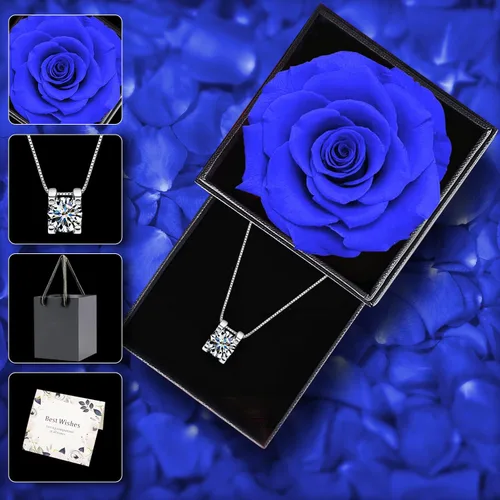Vista 3 de Preserve - Collar de plata de rosa real, collar de corazón de plata chapado en oro de 14 quilates, collar de corazón con texto en 100 idiomas