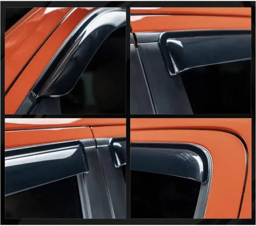 Vista 7 de Window Visor 4pcs Sun Rain Guard Front Rear Left Driver Right Passenger Upper Side Tape on External Slim Style Acrylic Smoke Tinted Set for Chevy