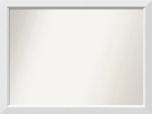 Vista 241 de Amanti Art Espejo de baño blanco para sobre el fregadero, 24 x 26 pulgadas, espejo rectangular blanco y blanco, marco de madera contemporáneo