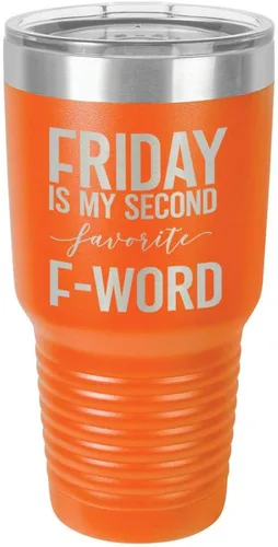 Vista 16 de Viernes es mi segundo favorito F Word negro vaso de 30 oz con paja y tapa superior deslizante Taza de viaje de acero inoxidable Compare con Yeti