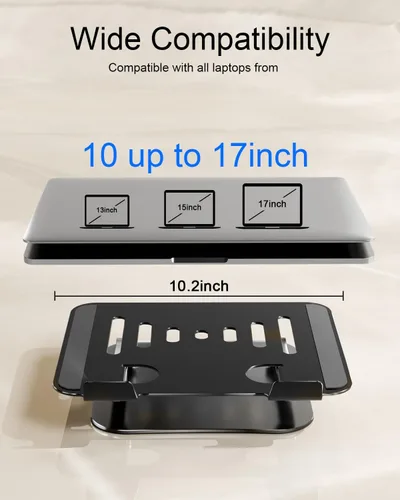 Vista 6 de Soporte ajustable para laptop, elevador de aluminio para laptop Negro