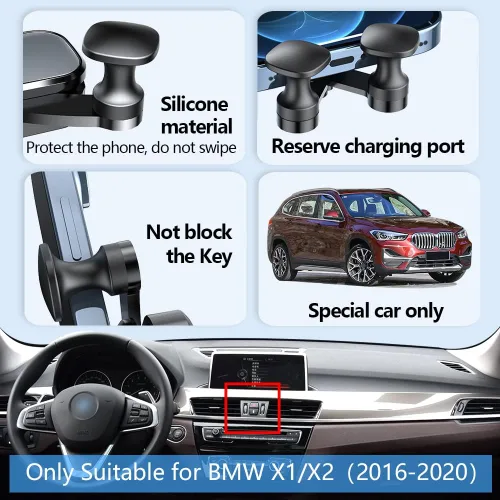 Vista 5 de Soporte de teléfono para automóvil para BMW X1 SUV sDrive28i xDrive28i xDrive28i y 2018-2022 X2 F48 F39 Accesorios de automóvil, decoración