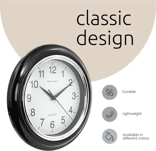 Vista 5 de Reloj redondo de pared Kiera Grace Aster, 10 pulgadas
