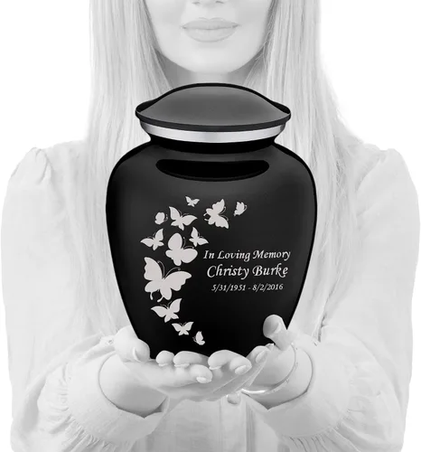 Vista 11 de Geturns Embrace Urnas de Cremación de Mariposa Personalizadas para Adultos para Cenizas Humanas I Urna Funeraria Grande Negra para Mujeres y Hombres