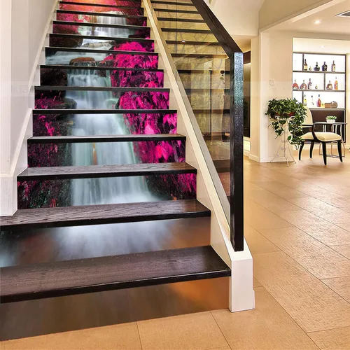 Vista 23 de artfanke 13 piezas de adhesivos 3D de amanecer en la playa - Adhesivos para escalones de pelar y pegar para decoración de hogar y oficina - 39,37" x