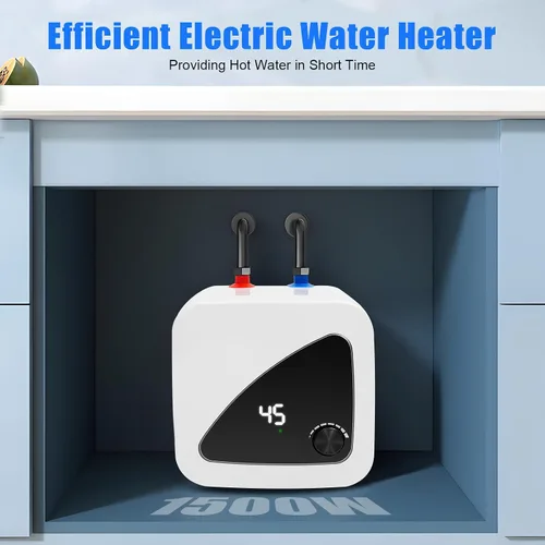 Vista 3 de 110V 1.5KW eléctrico mini calentador de agua caliente tanque de almacenamiento 8L cocina hogar compacto calentadores de agua instantáneos debajo