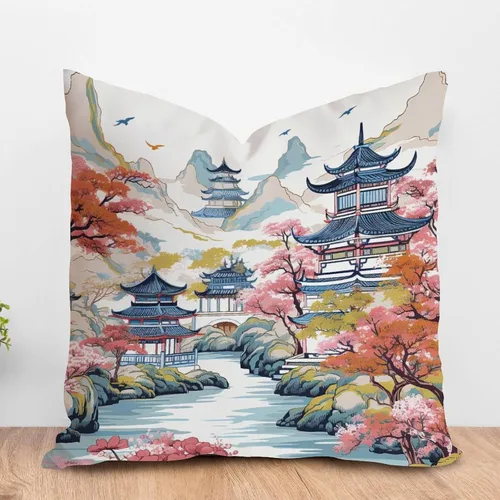 Vista 36 de ArogGeld Funda de almohada blanca con flores chinoiserie, funda de almohada para sofá, diseño floral verde y blanco, funda de almohada de lino A-12
