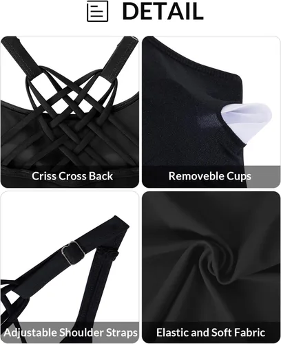 Vista 5 de Yonique Parte superior tankini para mujer, sin parte inferior, atlético, control de barriga, traje de baño top de natación