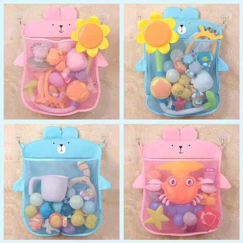 Vista 7 de Surakey Almacenamiento de juguetes de baño para niños, niños pequeños, organizador de baño de bebé, bañera, soporte de juguetes de baño, red