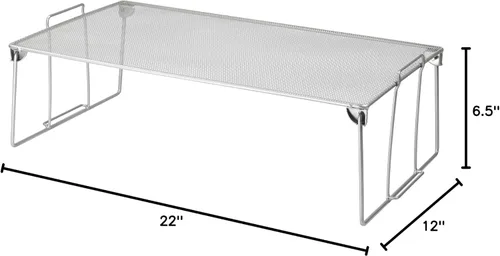 Vista 4 de YBM HOME Estante apilable de almacenamiento para cocina, baño y oficina, organizador de acero inoxidable de alambre de malla plateada con patas