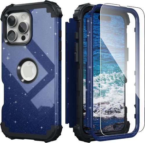 Vista 12 de IDweel Funda para iPhone 16 Pro Max con Protector de Pantalla, 3 en 1 Resistente a Golpes Ajuste Delgado Híbrida de Servicio Pesado Cubierta Dura