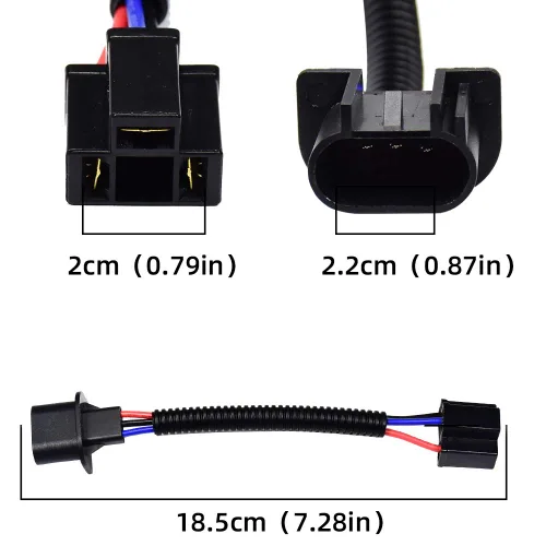 Vista 7 de Adaptador de extensión H13 9008 a H4 9003, arnés de cableado, conectores de conectores de conversión de faros delanteros para Jeep Wrangler JK TJ