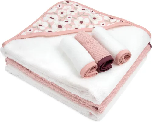 Vista 2 de Juego de 6 toallas de baño con capucha para bebés y niñas recién nacidos, bebés y niños pequeños, juego de toallas con capucha para bebés y niñas