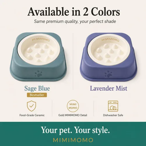 Vista 7 de Cuenco de cerámica para perros y gatos, color azul salvia