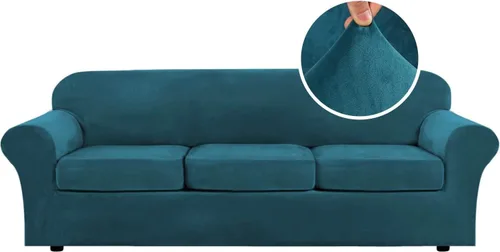 Vista 82 de H.VERSAILTEX - Funda elástica para sofá de 2 piezas, funda protectora de terciopelo, suave, con parte inferior elástica, con un ancho de hasta 49
