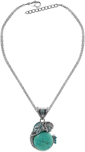 Vista 2 de YAZILIND Collar retro turquesa para mujer, con forma de elefante, collar de cadena de plata tibetana turquesa, Metal, no conocido