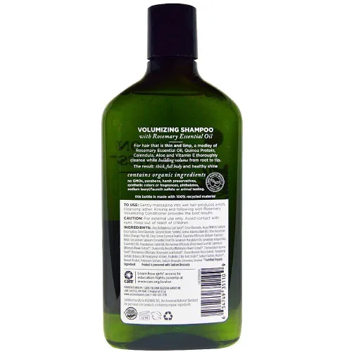Vista 5 de Avalon Organics Champú, romero voluminizador, 11 onzas líquidas (paquete de 2)