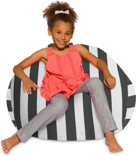 Vista 6 de Posh Creations - Sillón puff para niños, adolescentes y adultos, incluye funda extraíble y lavable a máquina, tamaño mediano de 27 pulgadas, lona