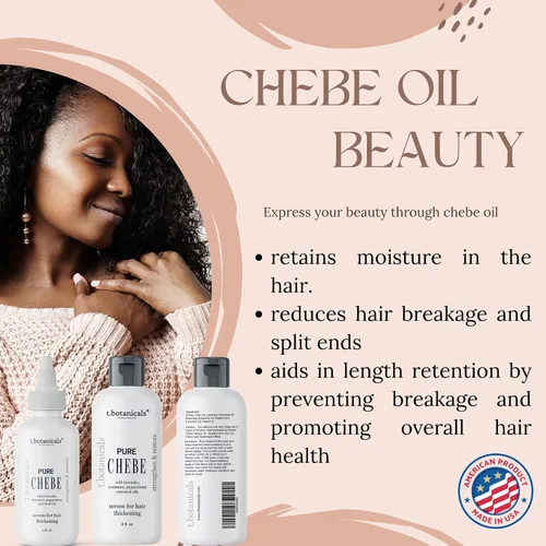Vista 2 de Pure Chebe Serum con aceites esenciales de lavanda, romero y menta, fórmula para el crecimiento del cabello (4 onzas)