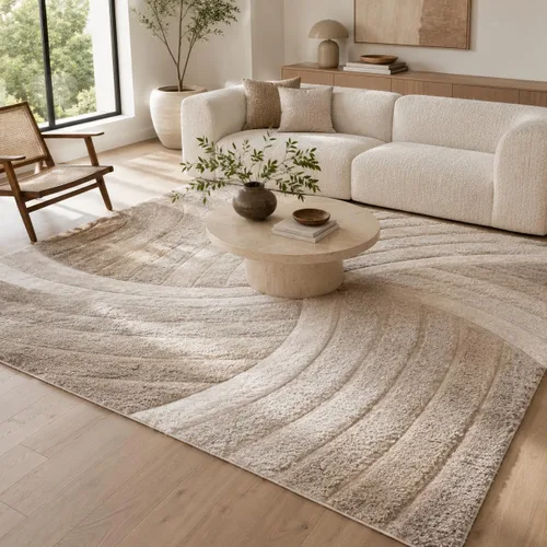 Vista 9 de Tapete peludo de felpa suave con textura en 3D, diseño de rayas geométricas, color azul y gris, grueso y suave
