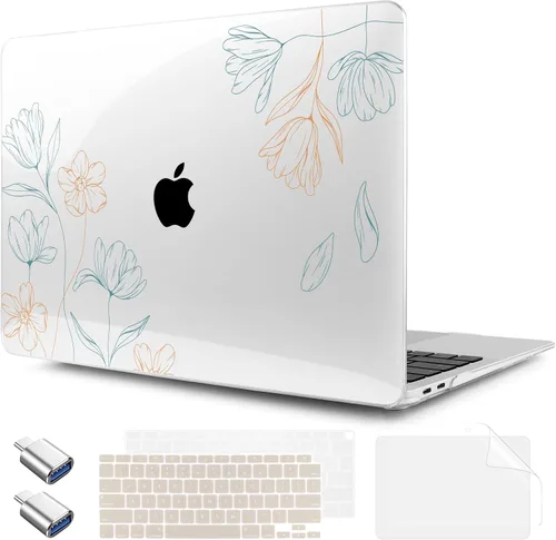 Vista 19 de TWOLSKOO Funda para MacBook Air de 13,3 pulgadas (versión antigua 2018-2021, modelos: M1 A2337, A2179, A1932) - Carcasa rígida con protector de Flor