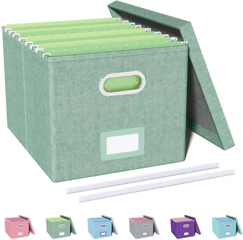 Vista 10 de Oterri Organizador de Archivos, Caja de Archivos, Gabinete de Archivos para Almacenamiento de Carpetas de Archivos Tamaño Carta, Organizador
