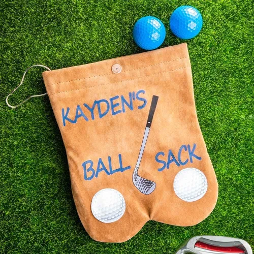 Vista 2 de Bolsa de pelota de golf con nombre personalizado, bolsa divertida para pelotas de golf, regalos de golf para hombres, soporte portátil de franela