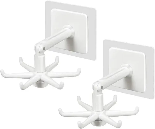 Vista 11 de Ganchos Portautensilios Colgantes Soporte para Utensilios de Cocina Gancho para Pared Montaje con Rotación de 360 Grados Gancho Plegable