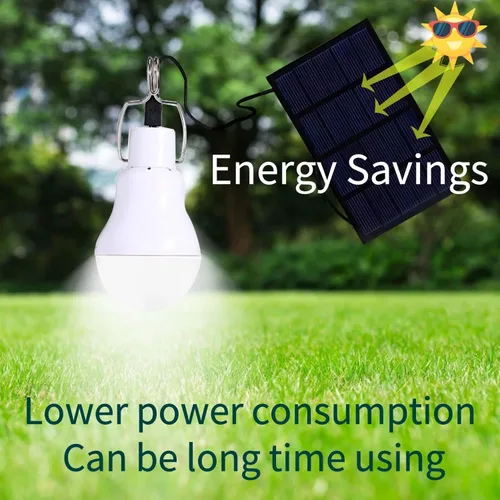 Vista 5 de Bombilla solar al aire libre, luces de gallinero, funciona con energía solar, con panel solar de 11.5 ft para camping, tienda de campaña, pesca