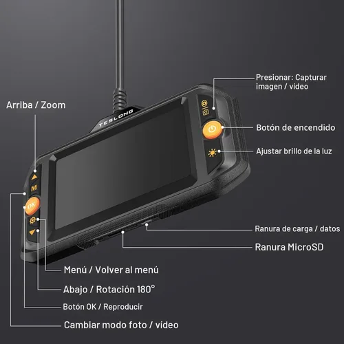 Vista 8 de Teslong Cámara de boroscopio con luz para pared de fontanería mecánica
