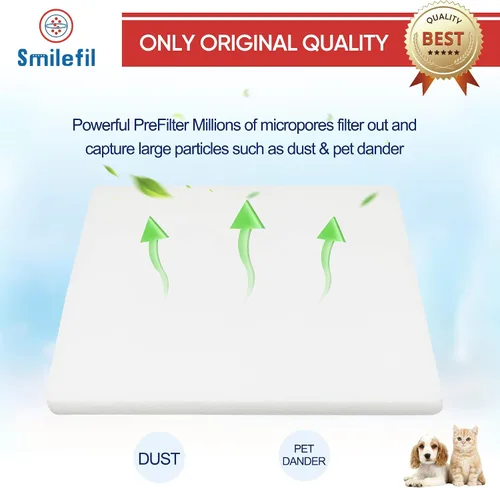Vista 6 de Smilfil PF40 - Paquete de 5 almohadillas de repuesto para prefiltro compatibles con IQAir PF40 Purificador de aire de prefiltración de polvo grueso