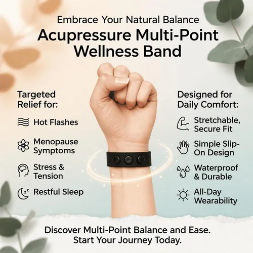 Vista 3 de Pulsera refrescante para menopausia, pulsera elástica de acupresión de punto para sudores nocturnos, sueño y apoyo emocional, banda deslizante