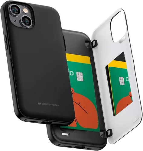Vista 44 de GOOSPERY Parachoques magnético para puerta compatible con iPhone 15, funda con tarjetero, cartera con cierre magnético automático, protector de Azul