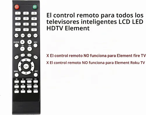 Vista 4 de Reemplazo universal del mando a distancia para Element TV, no para Fire & Roku TV