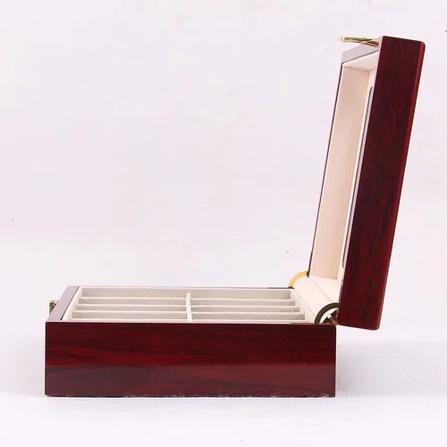 Vista 3 de Fosinz Caja de madera para relojes, 10 ranuras para hombres y mujeres, caja de colección superior de cristal, organizador de almacenamiento