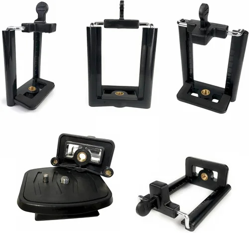 Vista 7 de Adaptador de trípode para teléfono celular – Soporte de trípode para iPhone – 7 SE 6 6S Plus 5 5S 5C 4 4S Soporte de clip accesorio conector