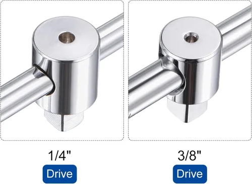 Vista 4 de uxcell Llave deslizante con mango en T de 1/4" y 3/8", acabado cromado, acero Cr-V, 4