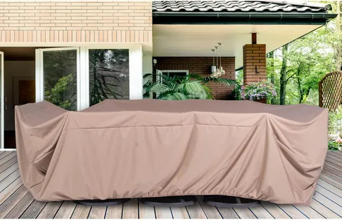 Vista 2 de [Usado] Hanover Funda rectangular grande para muebles de comedor de 9 piezas, impermeable, resistente a la intemperie, 130 pulgadas de largo x 106.3