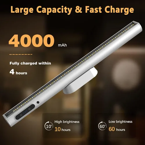 Vista 3 de Hapfish Tira de luces de pared que funcionan con pilas, barra de luz LED magnética recargable con control remoto, lámpara de escritorio regulable