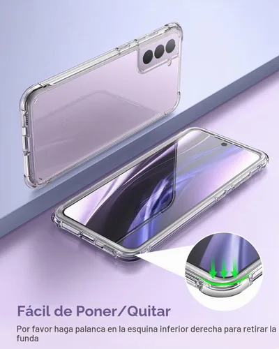 Vista 5 de SURITCH Funda transparente para Samsung Galaxy S21 FE de 6.4 pulgadas (solamente), [protector de pantalla integrado] carcasa rígida protectora