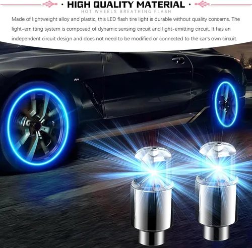 Vista 3 de 6 luces de válvula de neumático de automóvil, luz nocturna modificada fresca, luz de flash con sensor de choque, impermeable, tapa de luz LED, Azul