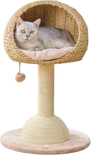 Vista 11 de PetPals tazón de cuerda de papel color natural con posadero para gato Beige Marrón