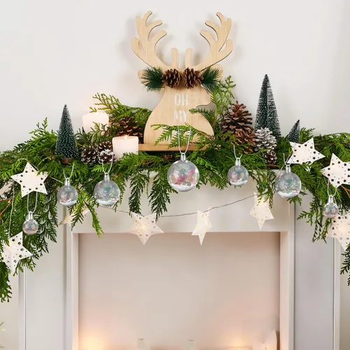 Vista 4 de HOMSFOU 54 bolas de adornos iridiscentes de Navidad, adornos transparentes rellenables, bolas de plástico de Navidad, bolas de árbol inastillables