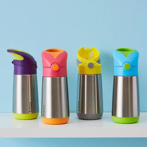 Vista 9 de Batman - Botella de agua b.box aislada de 12 onzas – Botella de agua para niños de acero inoxidable con popote de silicona de flujo libre, tazas