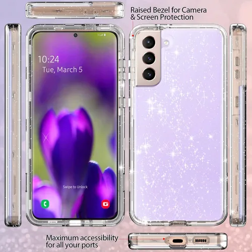 Vista 9 de Funda protectora completa con purpurina para Galaxy S22 Plus - Híbrido resistente, a prueba de golpes, transparente, brillante
