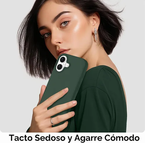 Vista 9 de GolbinBox - Funda magnética para iPhone 17, funda de silicona, color verde Compatible con MagSafe, protector de pantalla + protector de lente